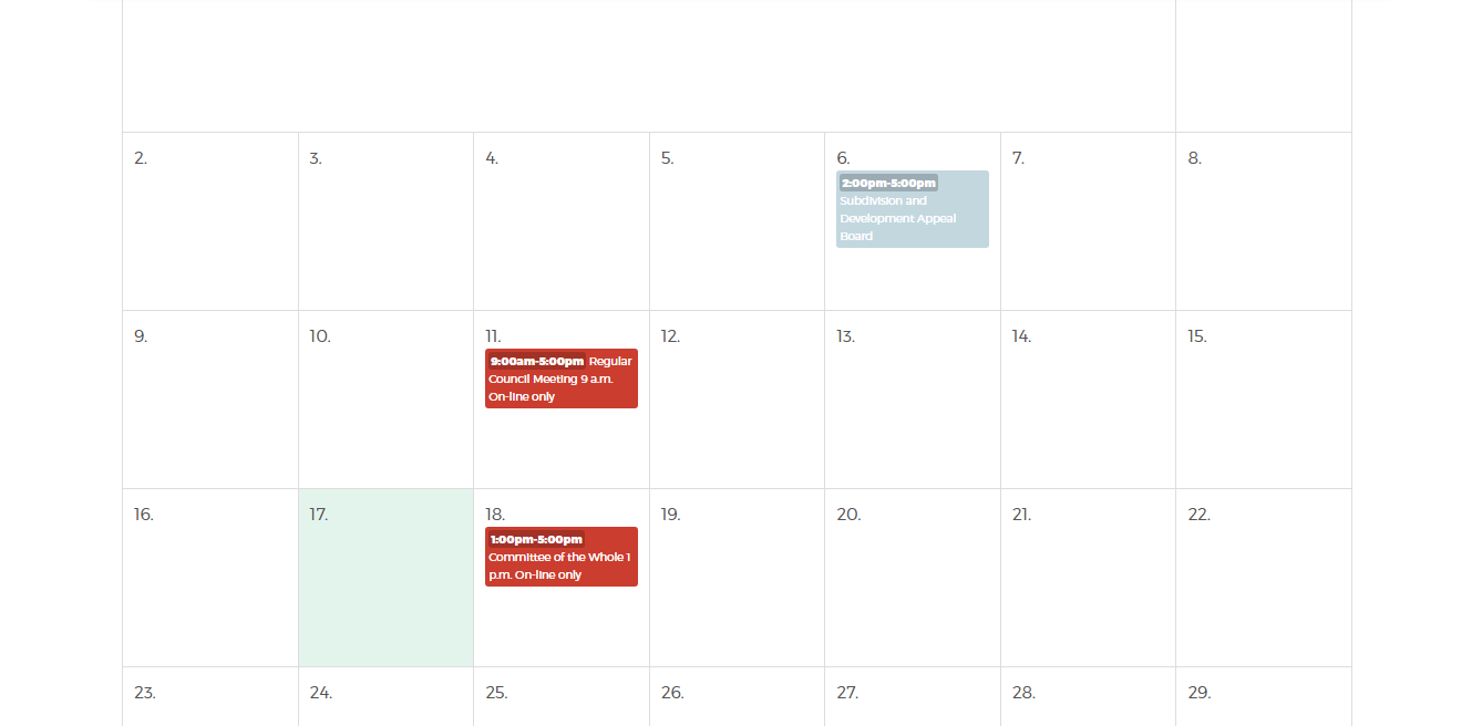 Community Calendar Canmore